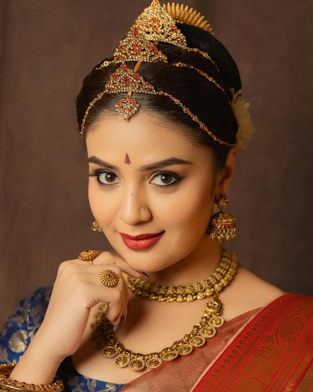 ETV Actress Sreemukhi in Traditional Blue Lehenga Choli
